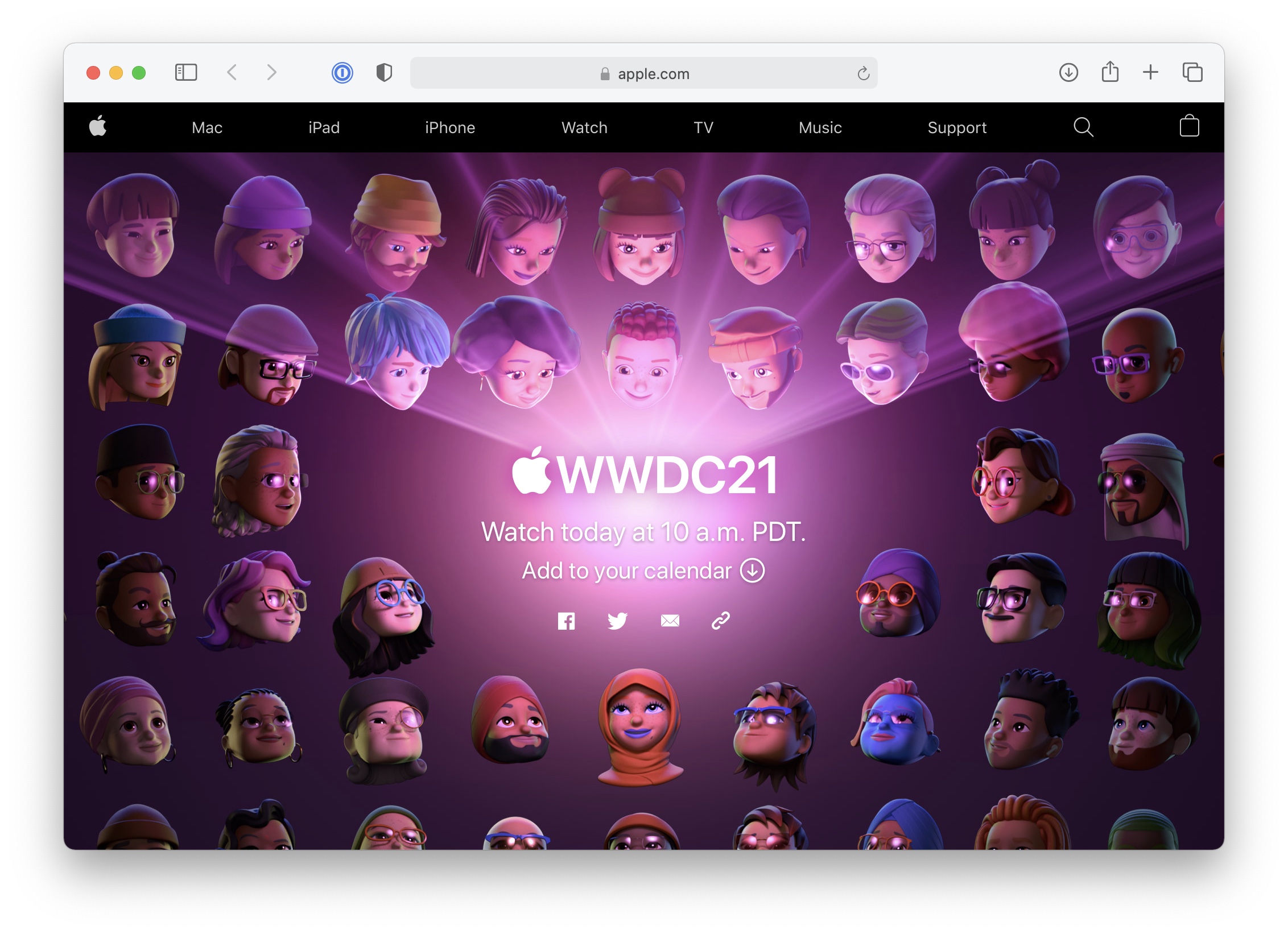 Apple's Special Events website in Safari